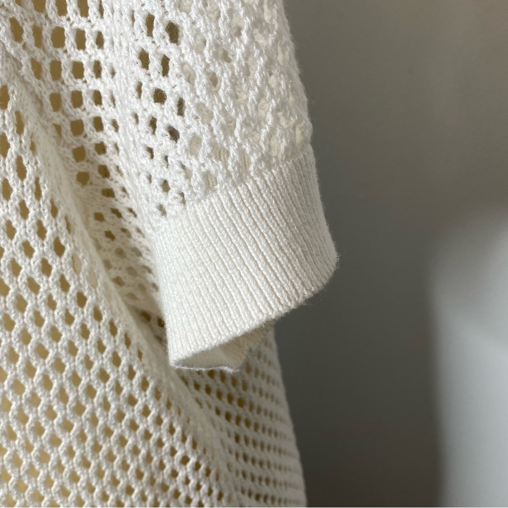 Torrid White Open Stitch Pullover Collared Short … - image 8